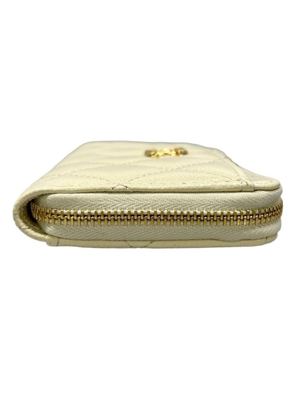 ★SOLD★ Chanel Coin Case Quilted Ivory Fragment L-shaped Zipper CC Logo Gold - Picture 7 of 10